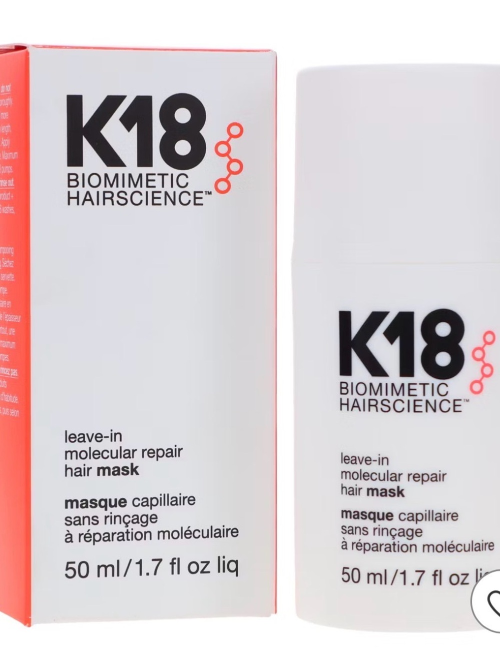 K18 Biomimetic Hairscience Leave-In Molecular Repair Conditioner - NWT